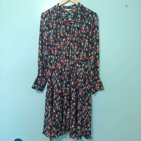 Nanette Lepore Black Floral Button Up Dress - Picture 3 of 14